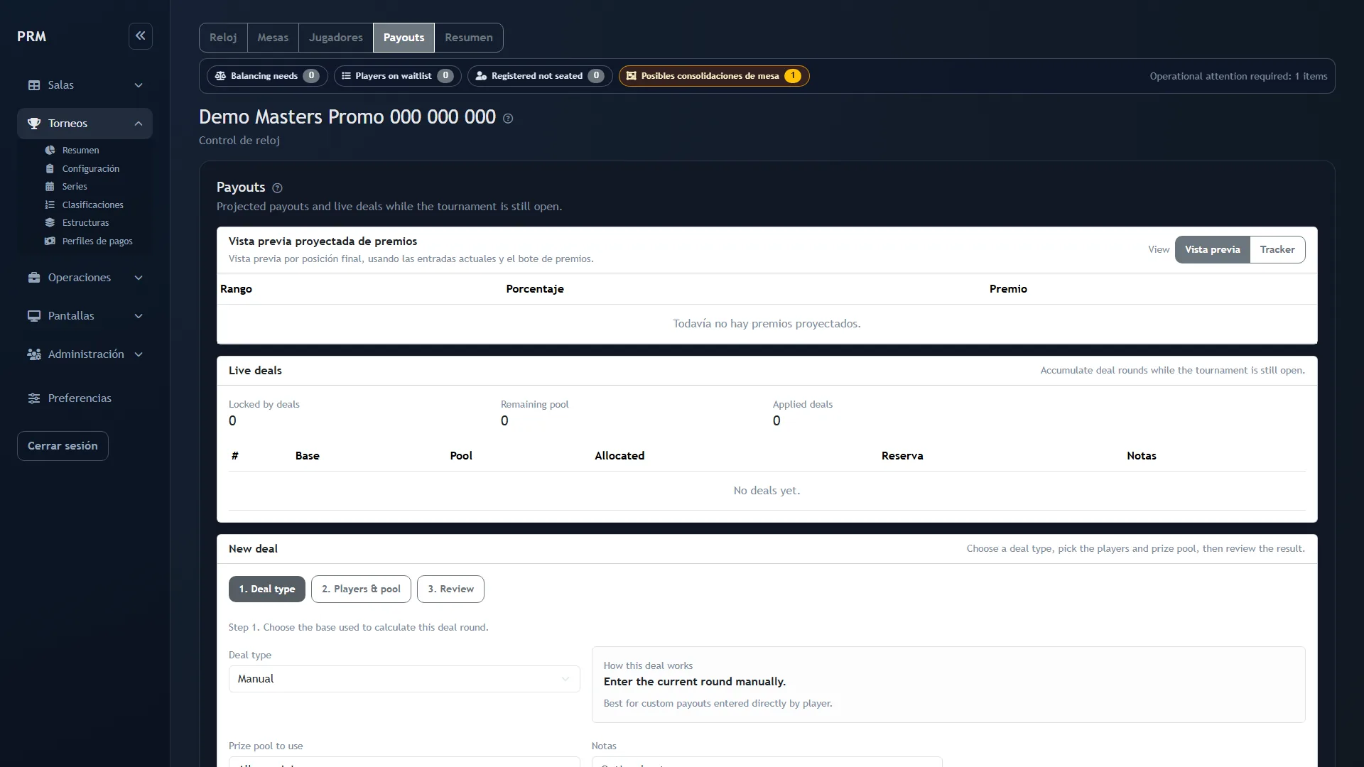 Payouts de torneo